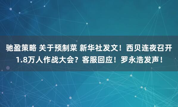 驰盈策略 关于预制菜 新华社发文！西贝连夜召开1.8万人作战大会？客服回应！罗永浩发声！