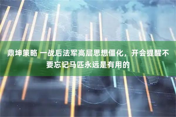 鼎坤策略 一战后法军高层思想僵化，开会提醒不要忘记马匹永远是有用的
